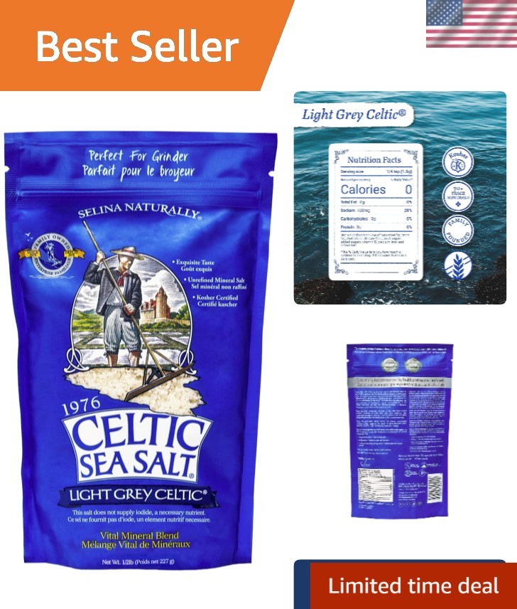 1 lb Celtic Sea Salt – Kosher, Additive-Free, Sustainably Harvested for Cooking