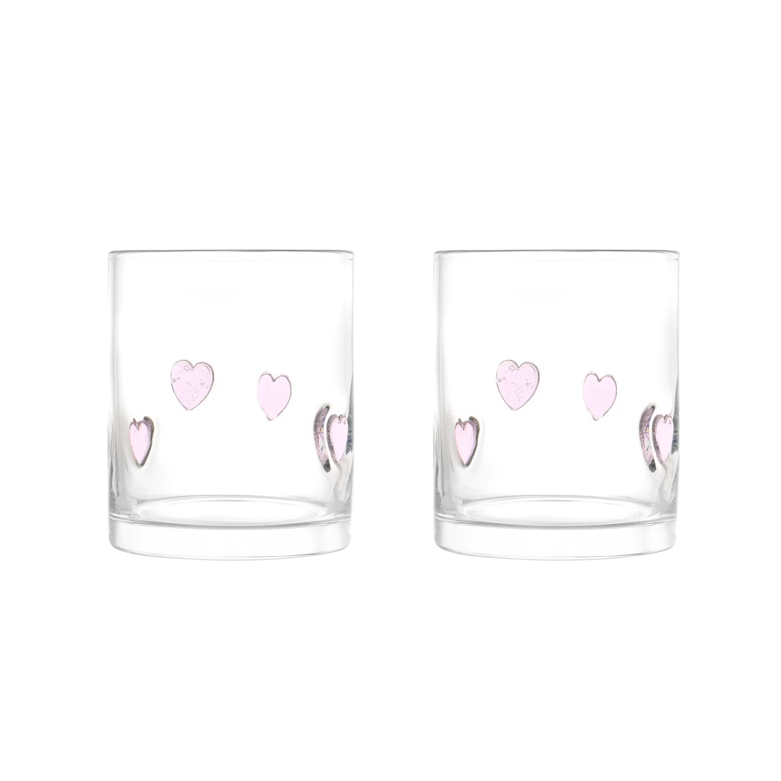 12 Fl Oz Valentine’S Day Pink Hearts Charm Drinking Glasses, Set of 2
