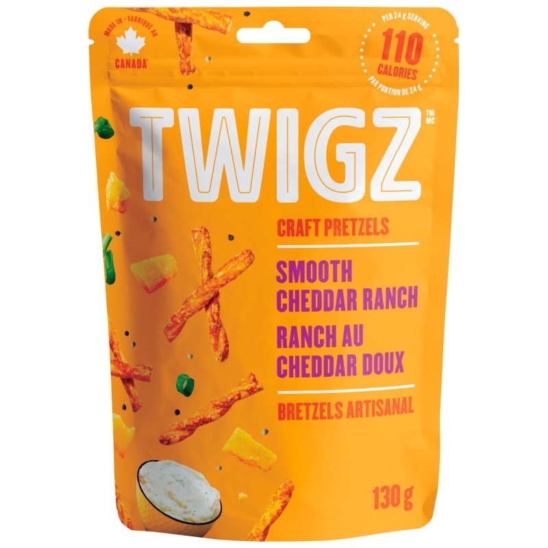 Twigz Smooth Cheddar Ranch (130g) Craft Pretzels Canada Snacks Healthy Artisanal