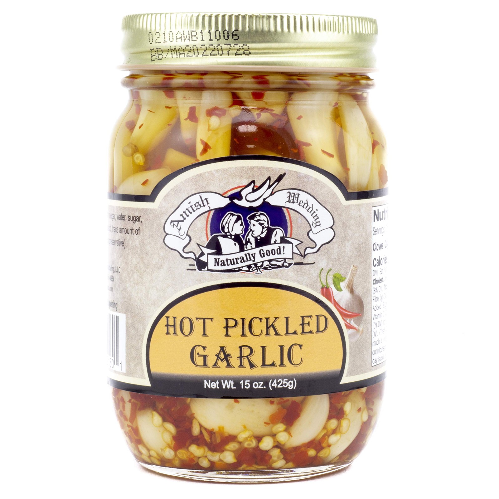 Amish Wedding All-Natural Hot Pickled Garlic 15 Ounces (2 2 Pound (Pack of 1)