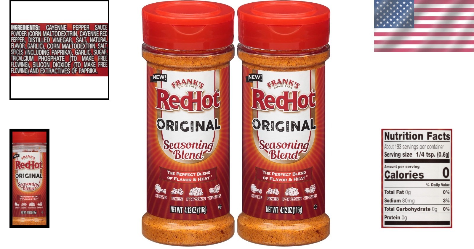 Frank’s RedHot Seasoning Blend, 4.12 oz – Pack of 2 for Flavor Boost