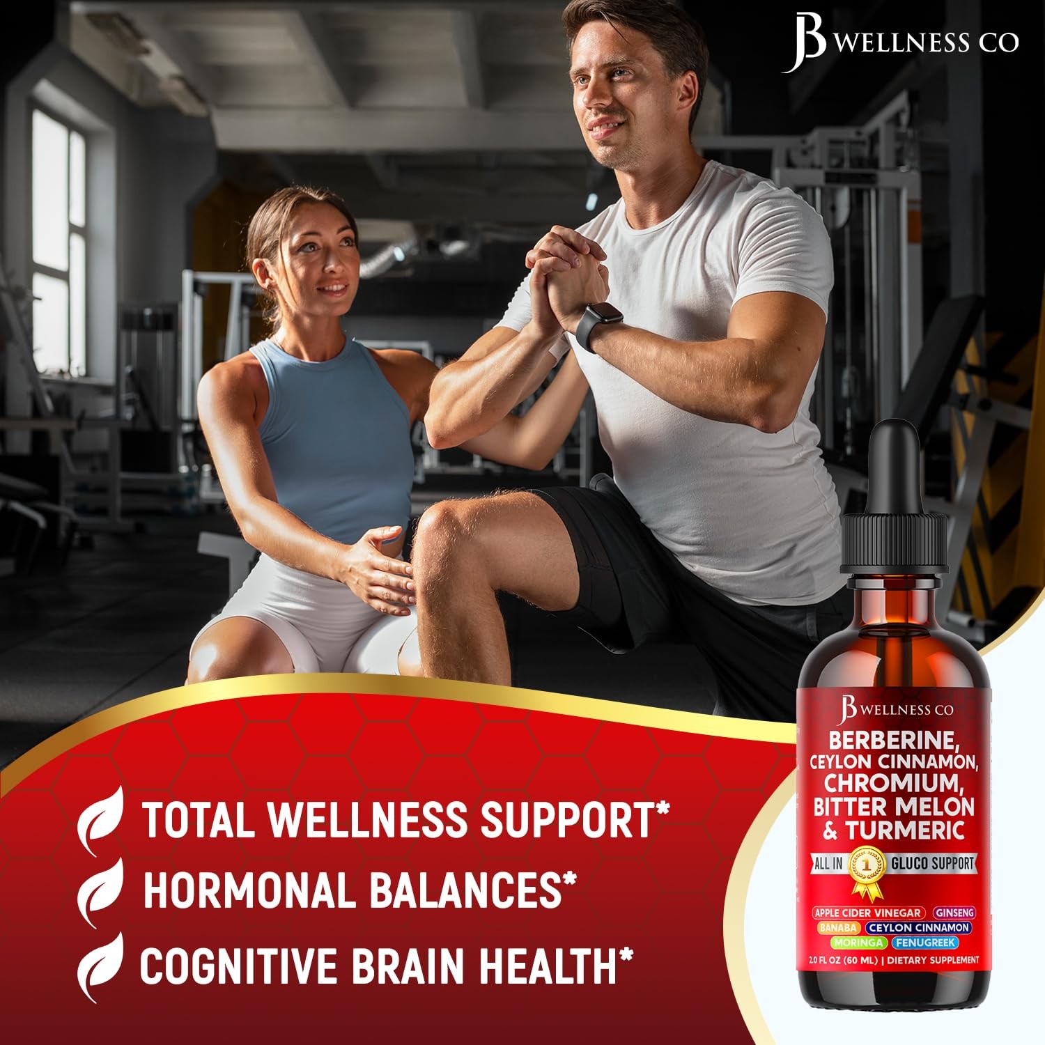 Berberine with Ceylon Cinnamon Supplement Liquid Drops + 2 Fl Oz (Pack of 1)
