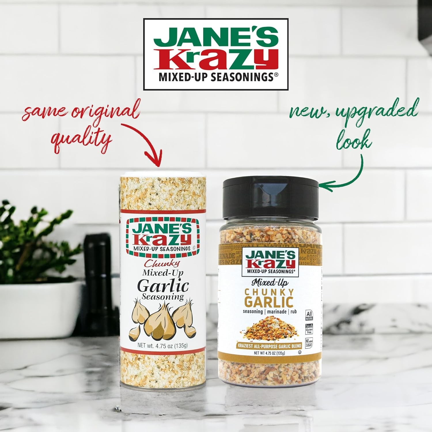 Jane’s Krazy Chunky Mixed-Up Garlic Seasoning, 4.75 Ounce (Packing may vary)