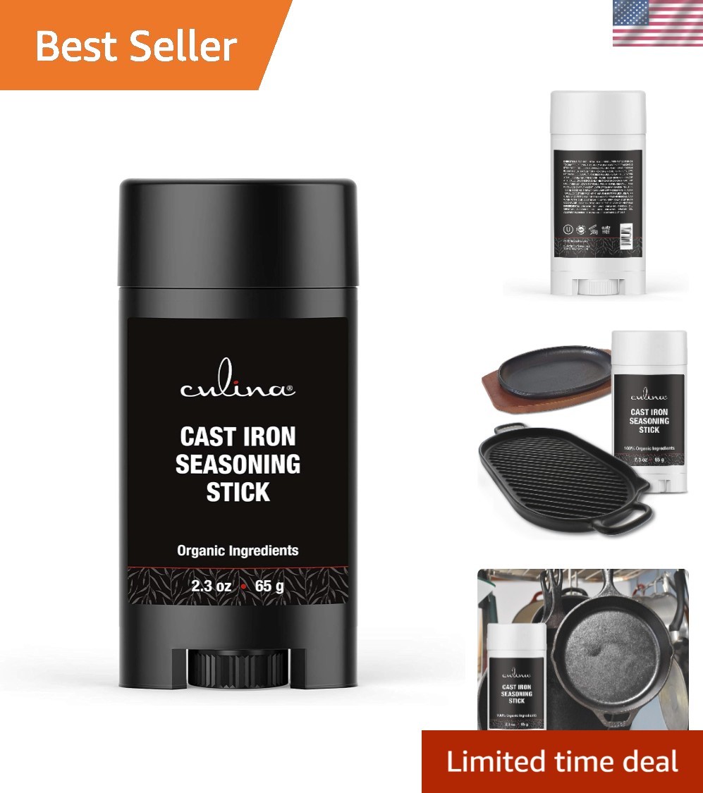 100% Organic Seasoning Stick for Cast Iron Cookware – Restores & Enhances Taste
