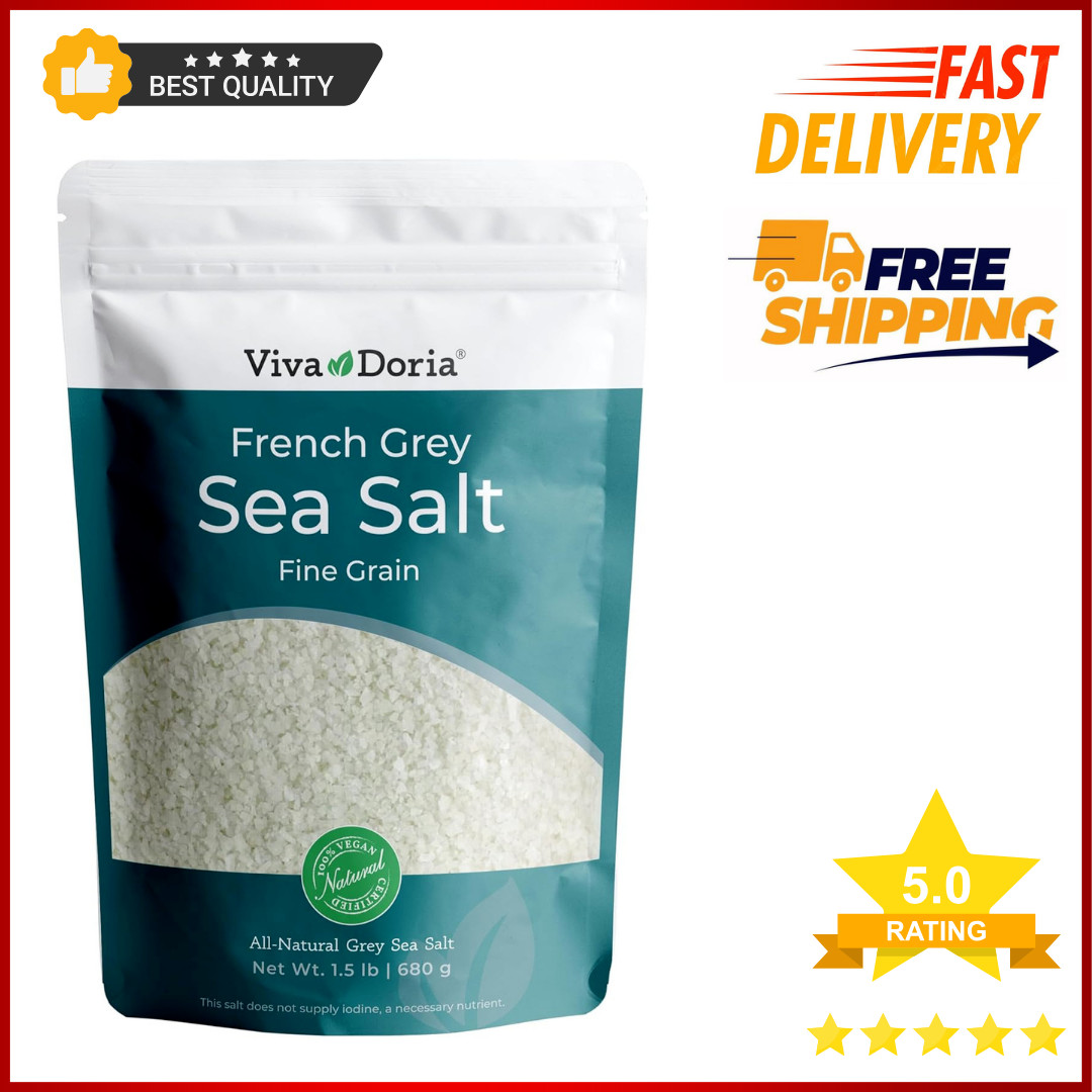 Light Grey Celtic Sea Salt (No Additives) Resealable Bag 1.5LB and Other Sizes