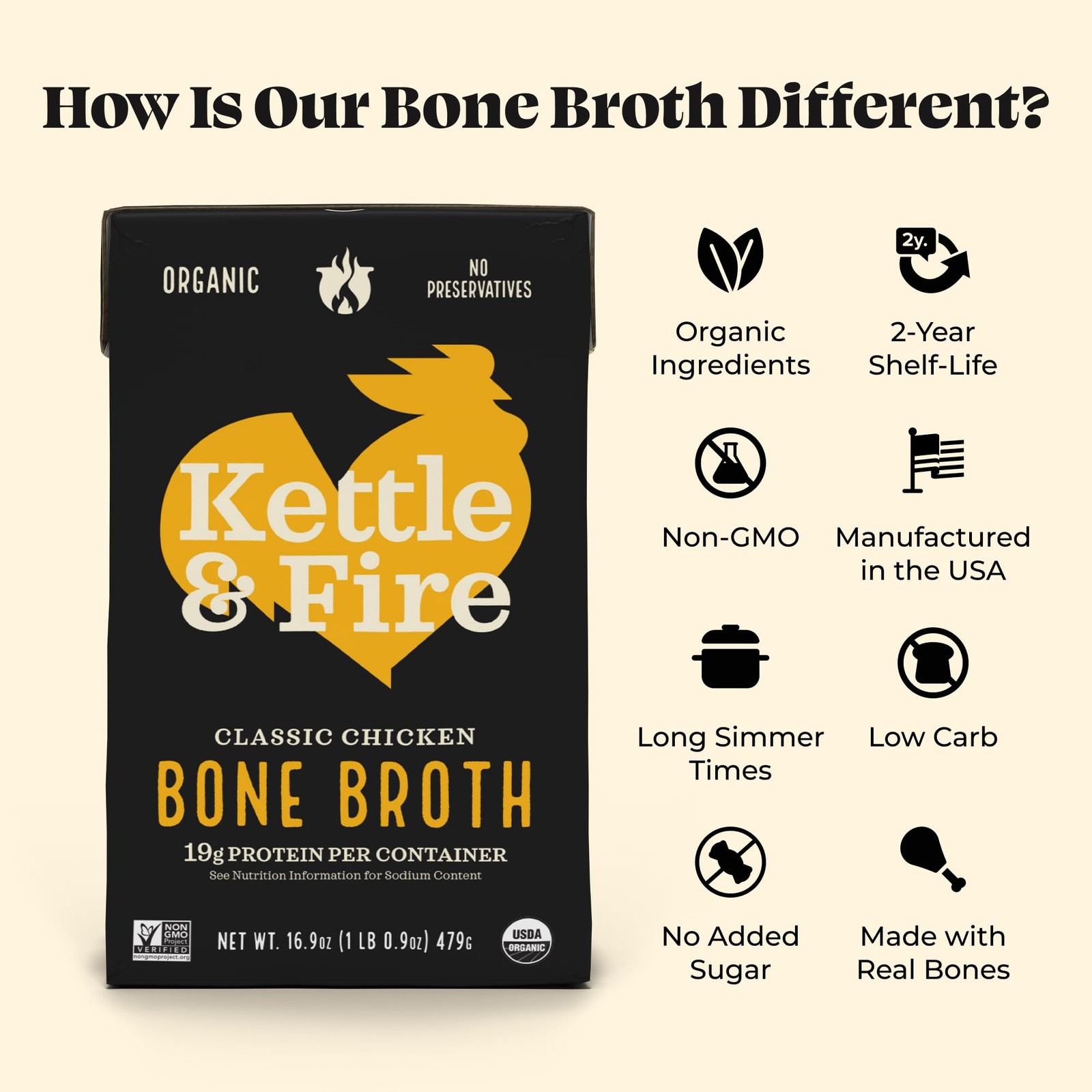 Kettle and Fire Beef and Chicken Bone Broth, Keto, Paleo, Whole 30 Approved, …
