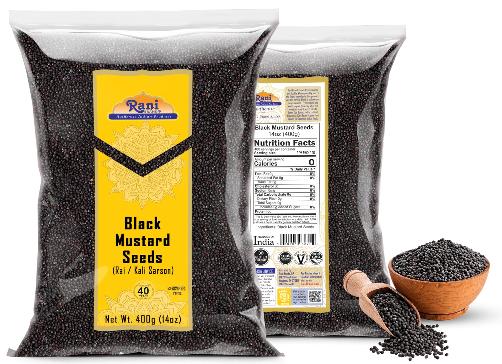 Rani Black Mustard Seeds Whole Spice (Kali Rai) 14oz (400g)