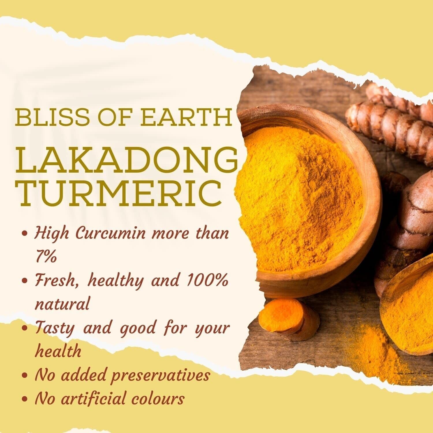 Bliss of Earth High Curcumin Certified Organic Lakadong Turmeric Powder 500gm