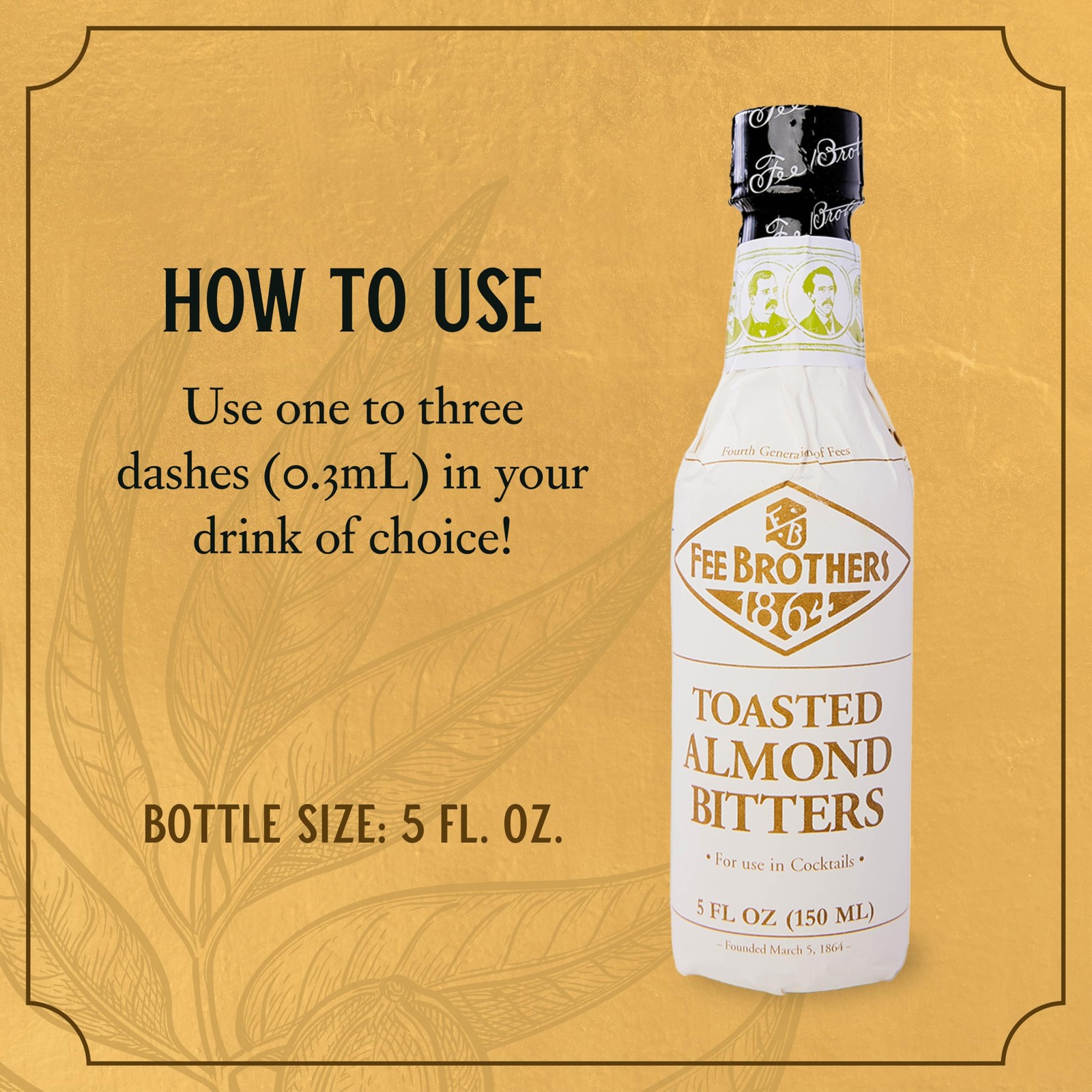 Fee Brothers Toasted Almond Cocktail Bitters – Aromatic 5 Fl Oz (Pack of 1)