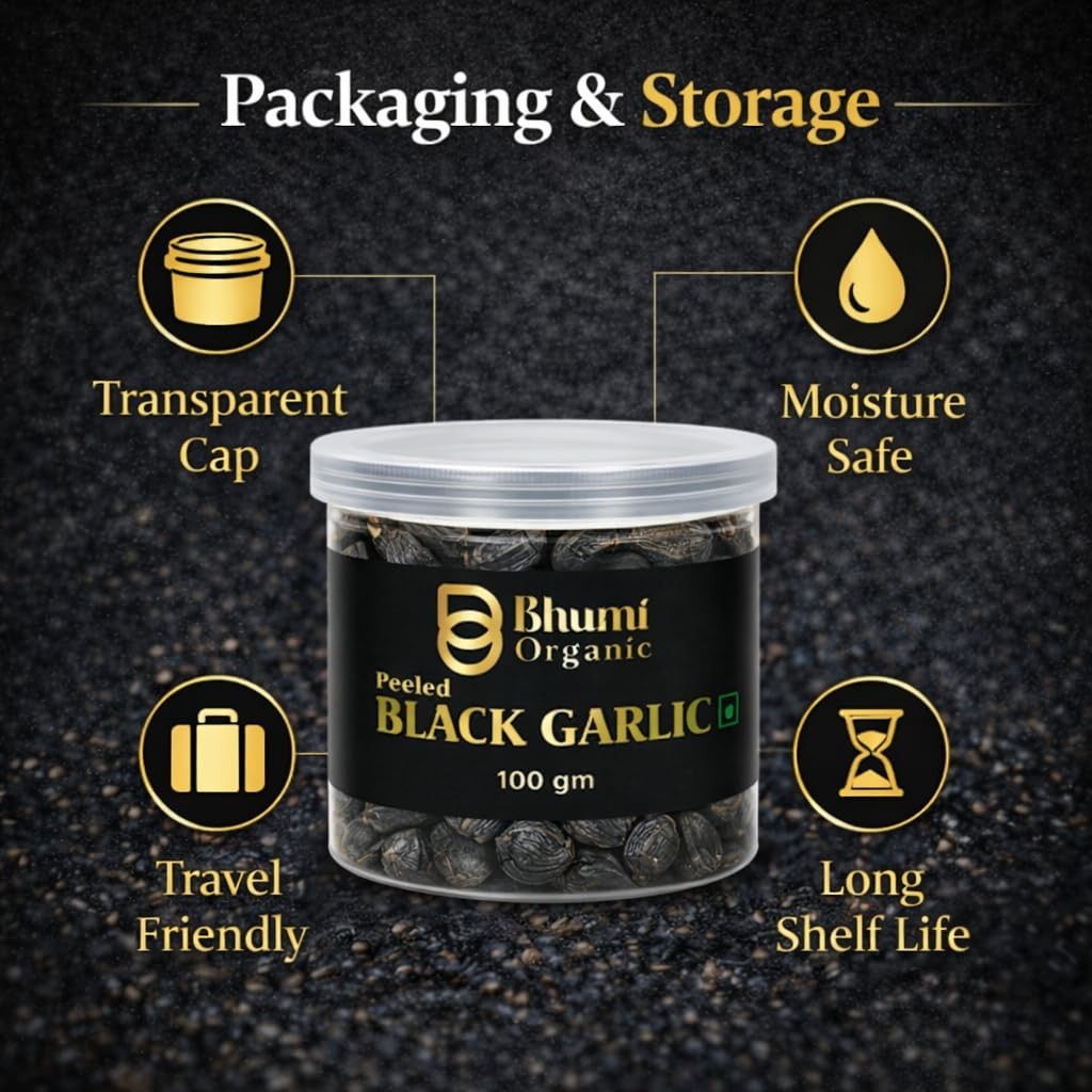 Bhumi Organic Black Garlic Cloves 100g Ready to Eat Healthy Food Pack