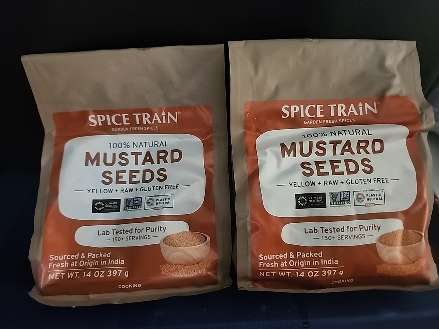 2 Spice Train Yellow Mustard Seeds 14 Oz Gluten-Free Raw Vegan Non-GMO Exp 05/25