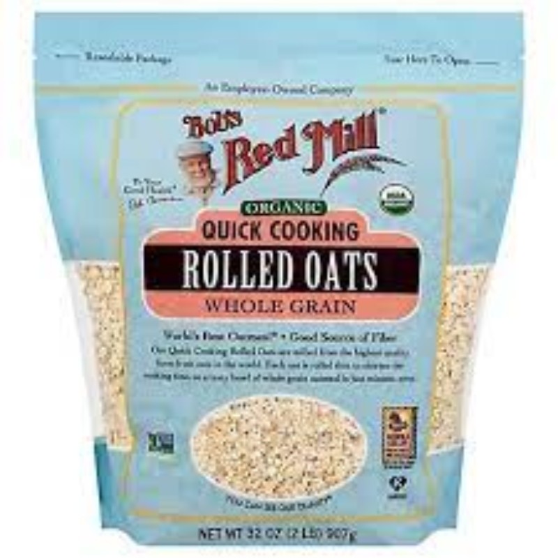 2x Bob’s Red Mill Organic Quick Cooking Rolled Oats Whole Grain Fiber Lot 32oz