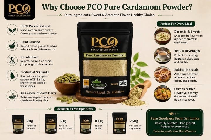 Organic Cardamom Powder 100% Pure Ceylon Sri Lankan Spice for Tea Baking Cooking