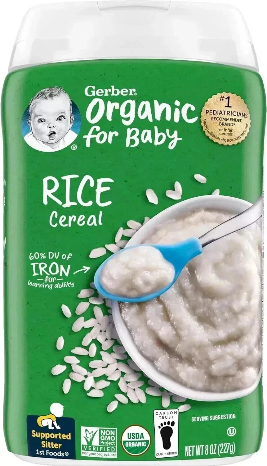 Gerber 1St Foods Cereal Organic Rice 227g Free Shipping World Wide
