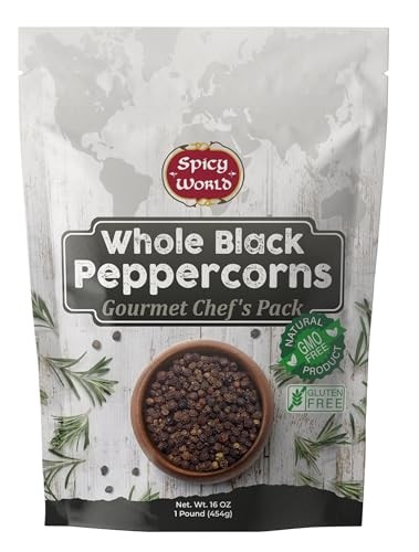 Spicy World Black Peppercorns Whole 1 Pound – As Seen On Tik Tok – Non