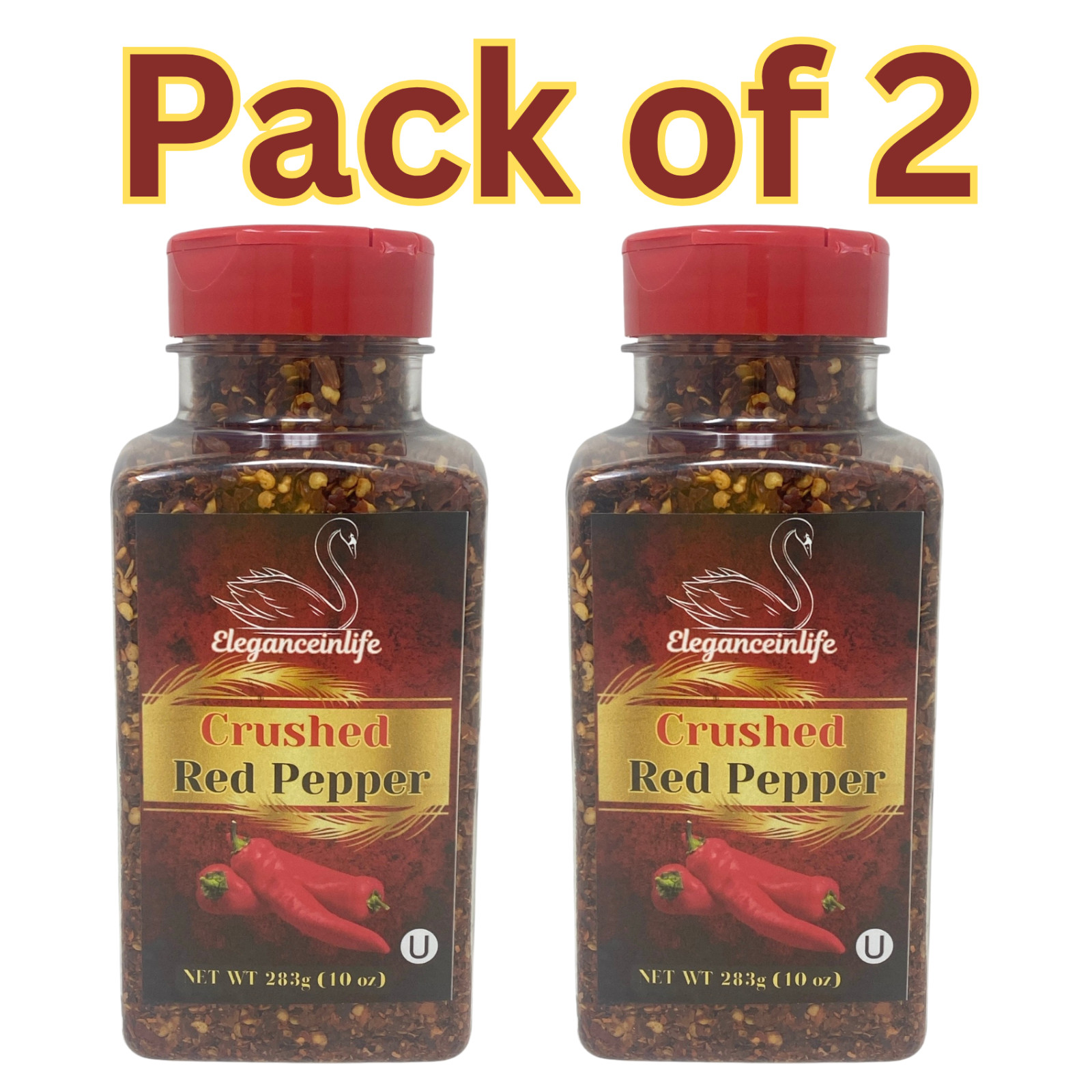 Eleganceinlife Crushed Red Pepper, 10 oz (283g) – Packed in USA Pack of 2