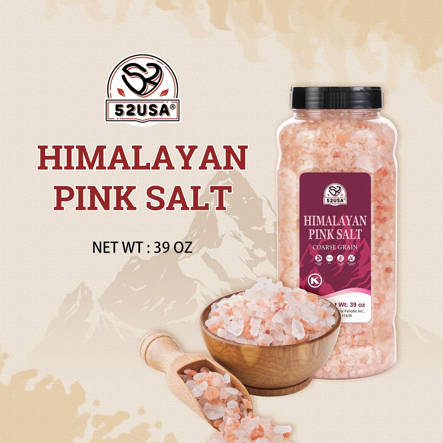 Himalayan Pink Salt Coarse Grain 39 oz 2.4 LB Pink Himalayan Sea Salt Kosher