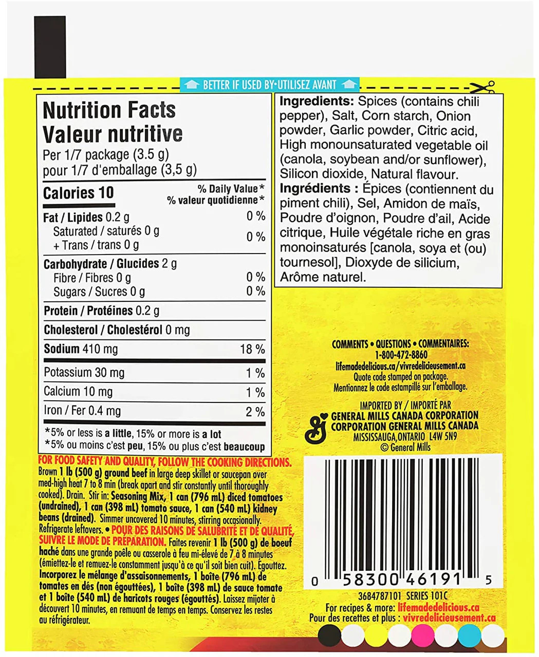 Old El Paso Chili Seasoning Mix, 24g/0.8oz., 3-Pack {Imported from Canada}