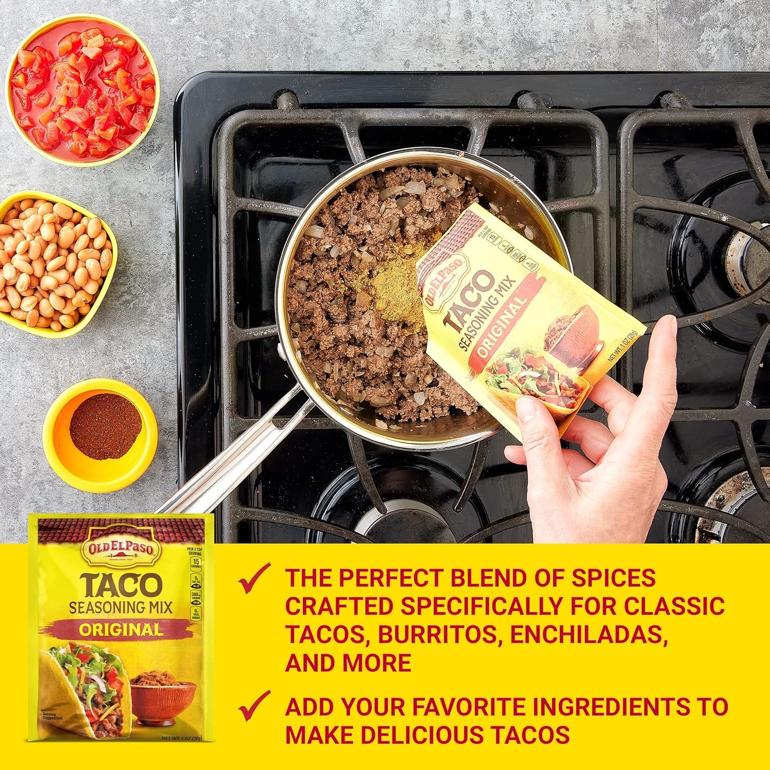 Old El Paso Taco Seasoning Mix, Original Flavor, 1 oz. 1 Ounce (Pack of 32)