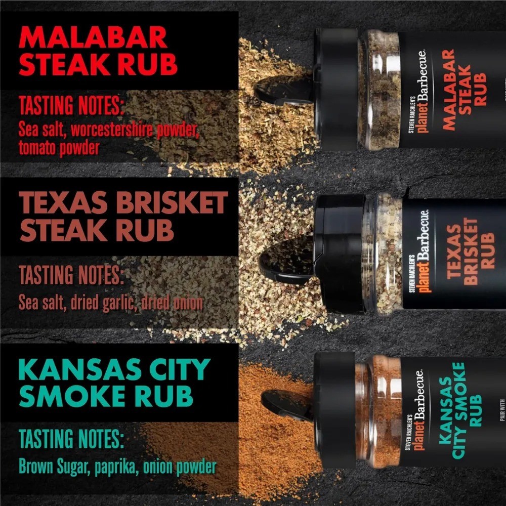 Steven Raichlen’s New Planet Barbecue Gourmet Steak Rub Seasonings Set (3 Pack)
