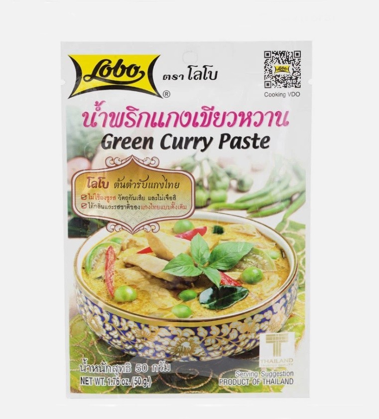 Lobo Green Curry Paste Authentic Thai Cuisine Traditional Spice Mix Pouch 50g