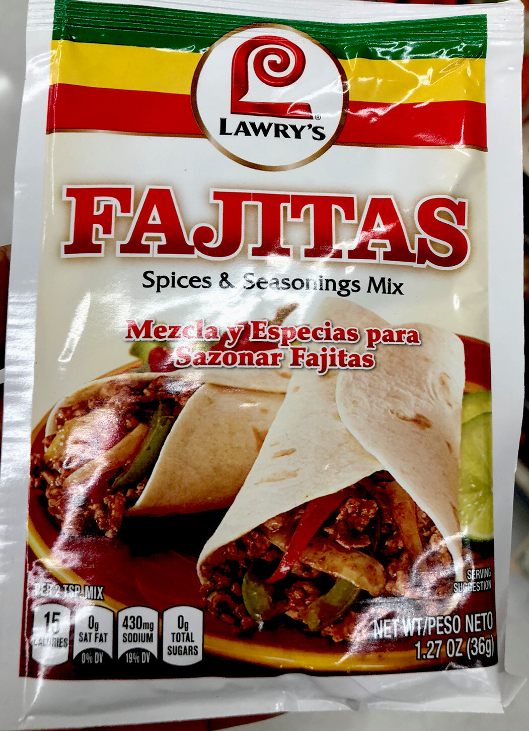 (10 PACKS) original Lawry’s FAJITAS Seasoning Mix,1.27 Ounce Best By 10/20/2024