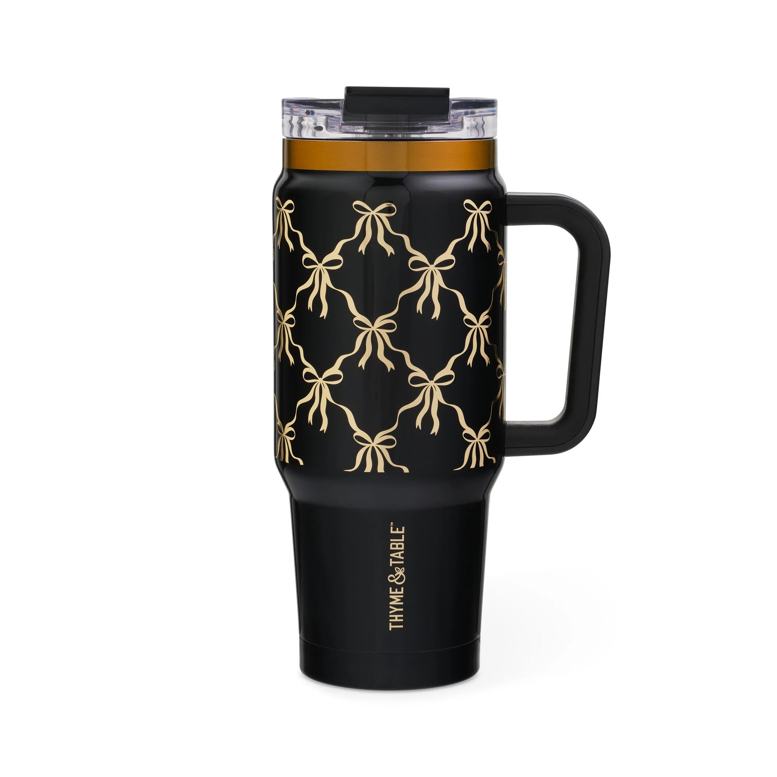 Thyme & Table 32oz Stainless Steel Luna Tumbler with Handle and Dual Straw Lid,
