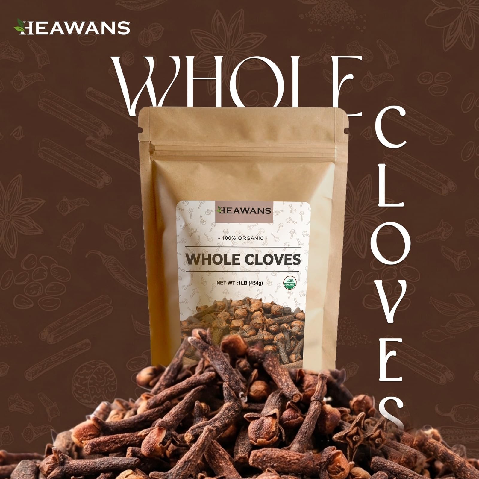 Heawans Organic premium Grade Whole Cloves 1 LB |16 oz 16 Ounce (Pack of 1)