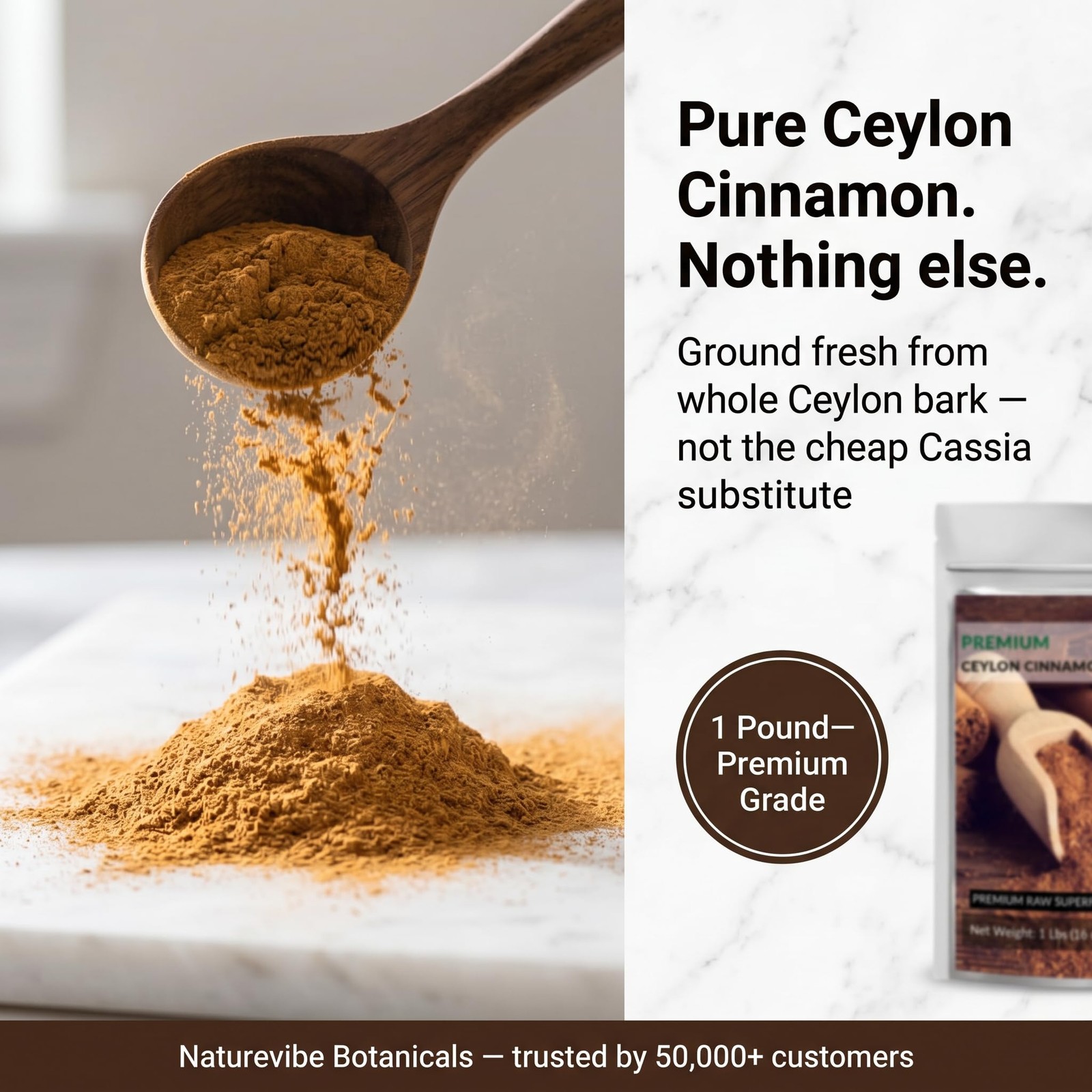 Ceylon Cinnamon Powder (1lb), Ground Premium Quality by | Gluten-Free, Keto F…