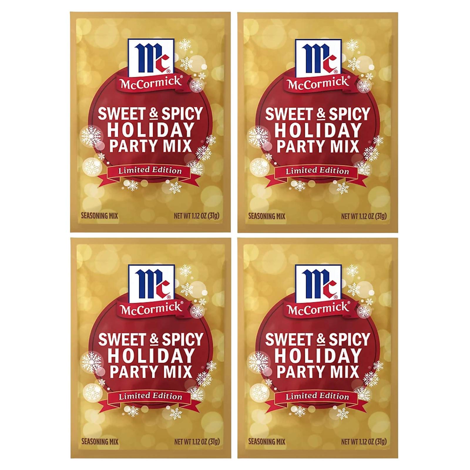 McCormick Limited Edition Sweet & Spicy Holiday Party Mix, 1.12oz (LOT OF 4)