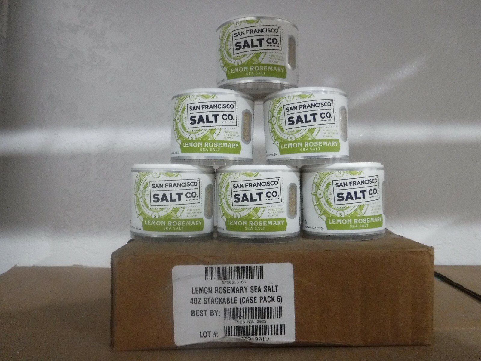 BOX OF 6)San Francisco Artisan Gourmet Sea Salt Lemon Rosemary 4 OZ EXP11/25/22.