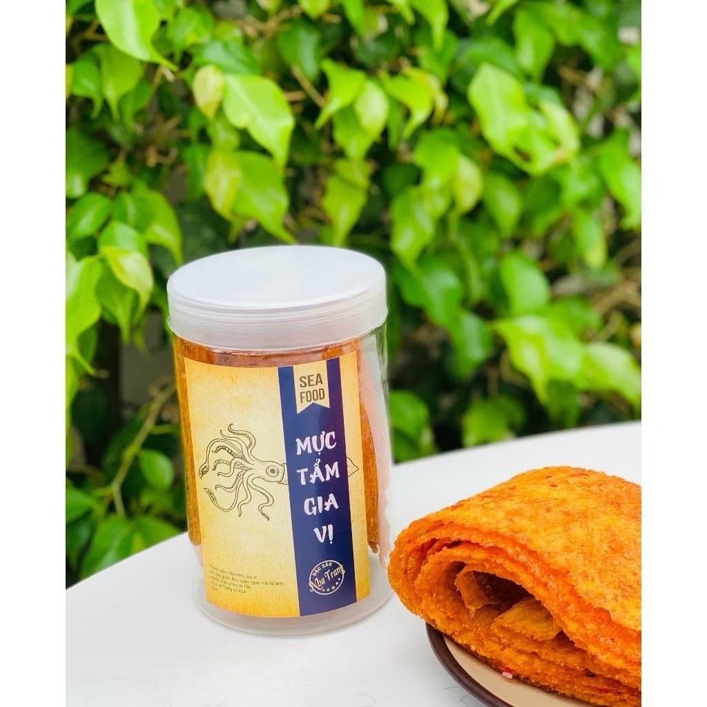 Muc Tam Gia Vi Seafood Seasoning – Vietnamese Spicy Dried Squid Snack -250g Jar