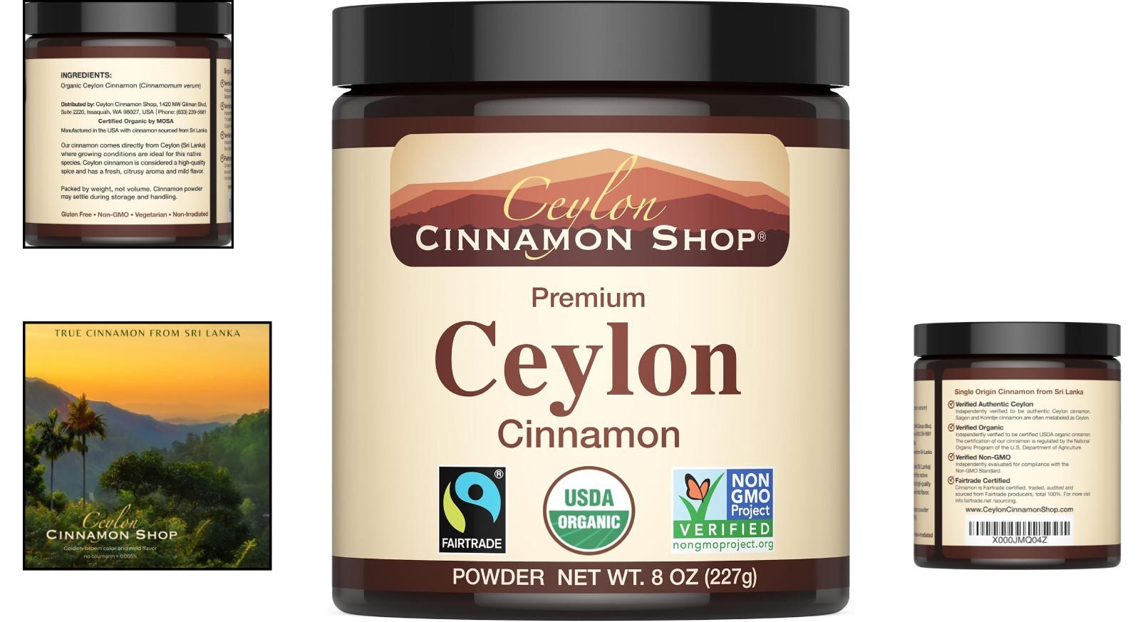 Organic Fine Ceylon Cinnamon Powder – 8 Ounces, Perfect for Baking & Smoothies