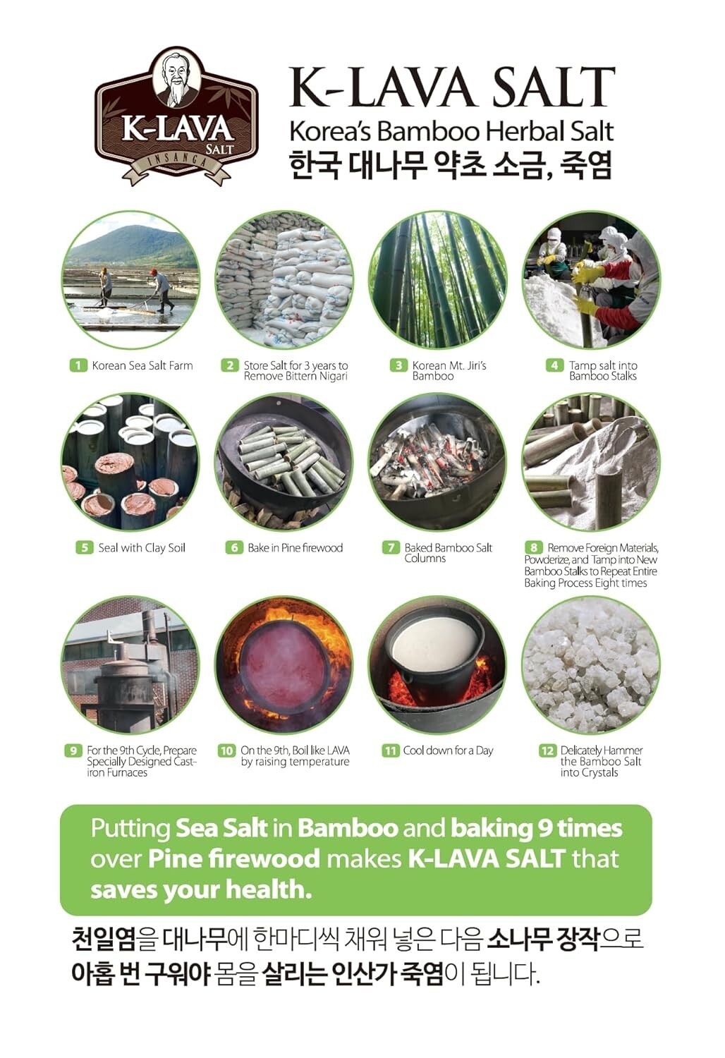 K-LAVA SALT Korea No 1 Bamboo Salt – x 9, Powder, 230g, Salt