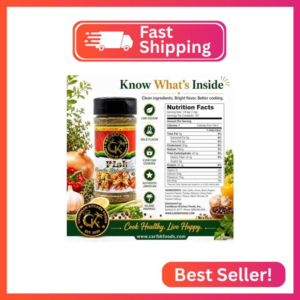 Caribbean Kitchen Fish Seasoning (4 Oz) -100% All Natural Premium Ingredients |
