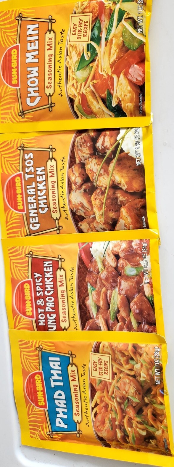 (4 PACKS) Sunbird Tso’sChicken, PHAD THAI CHOW MEIN Seasoning Mix B.B03/05/2024