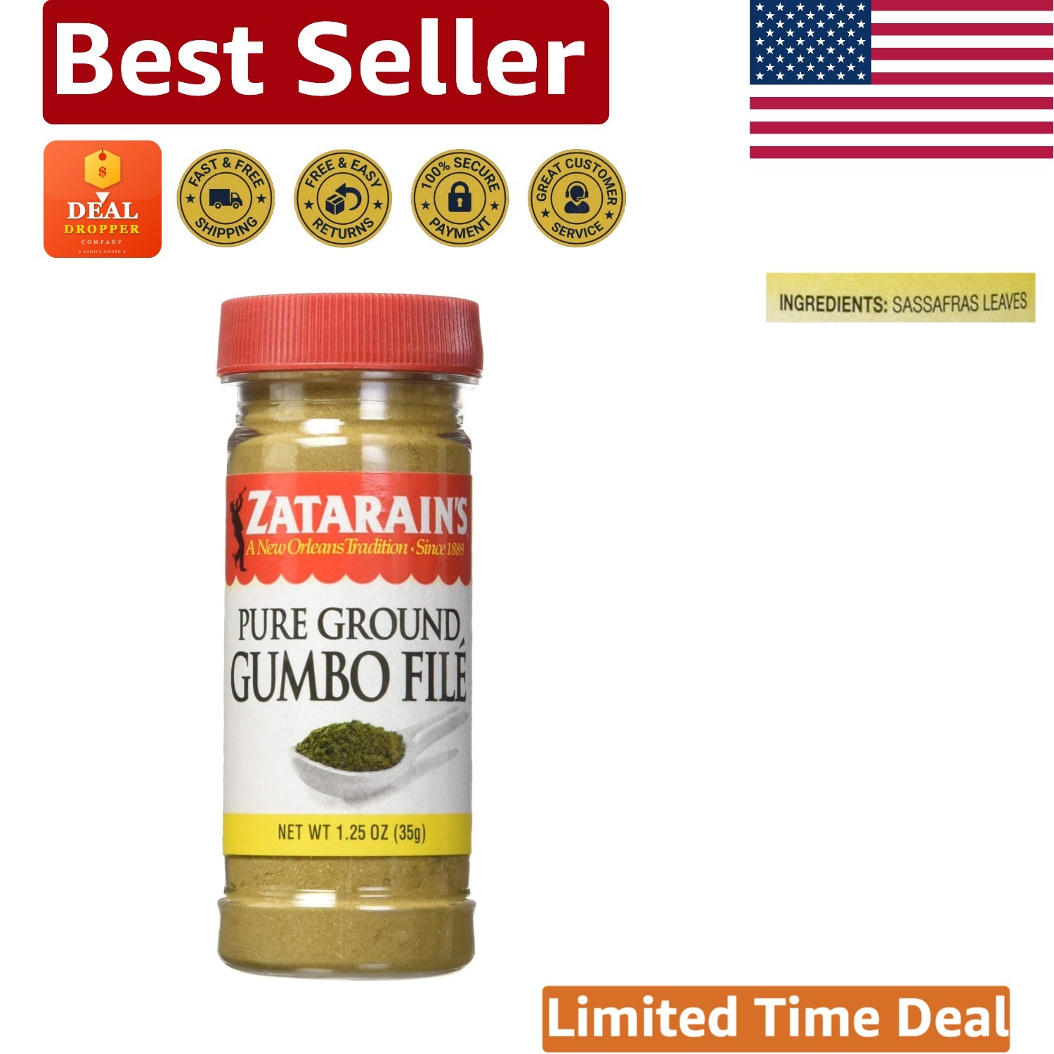 1.25 oz Pure Gumbo File – Perfect Keto & Paleo Spice for Traditional Dishes