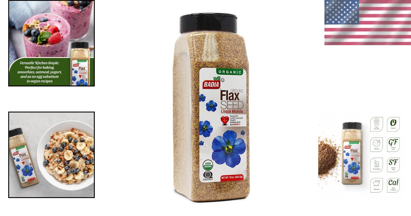 Badia Organic Ground Flax Seed, 16 oz – Superfood High in 1 Pound (Pack of 1)…