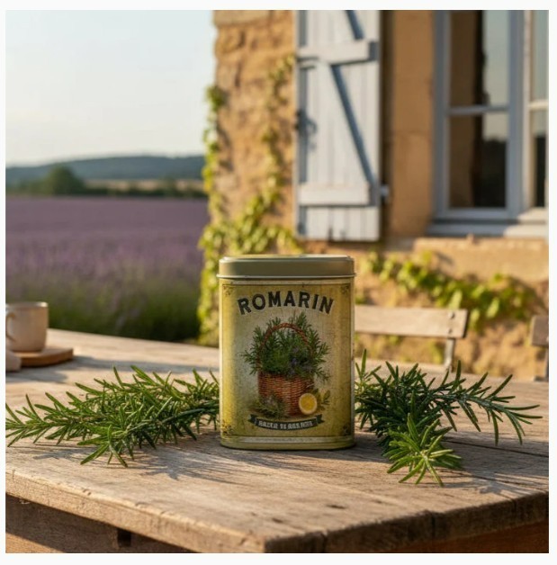 Esprit Provence, Romarin (French Provence Rosemary) in Lidded Decorative Tin