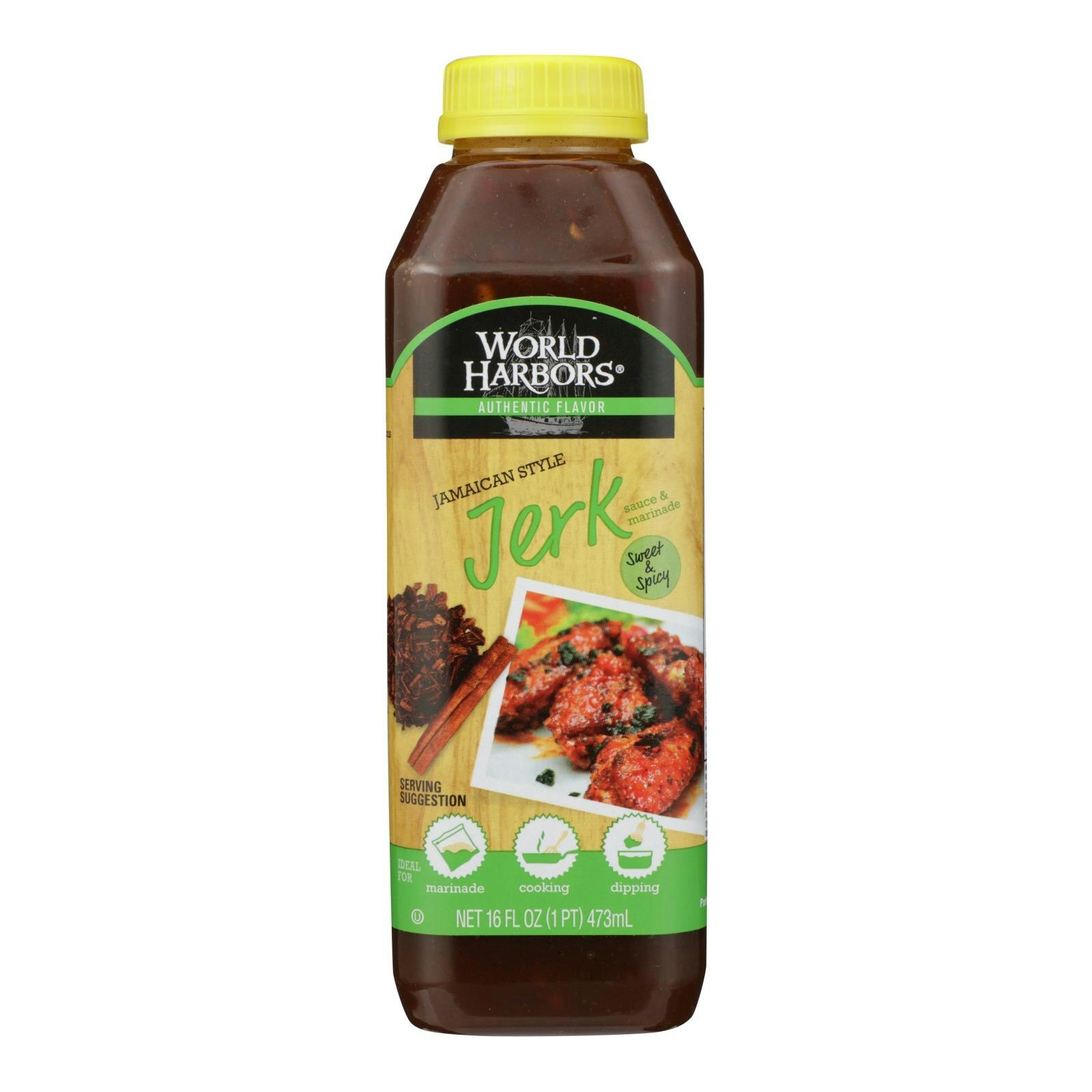 World Harbor Jamaican Style Jerk Marinade and Sauce 16 fl oz (Pack of 6)