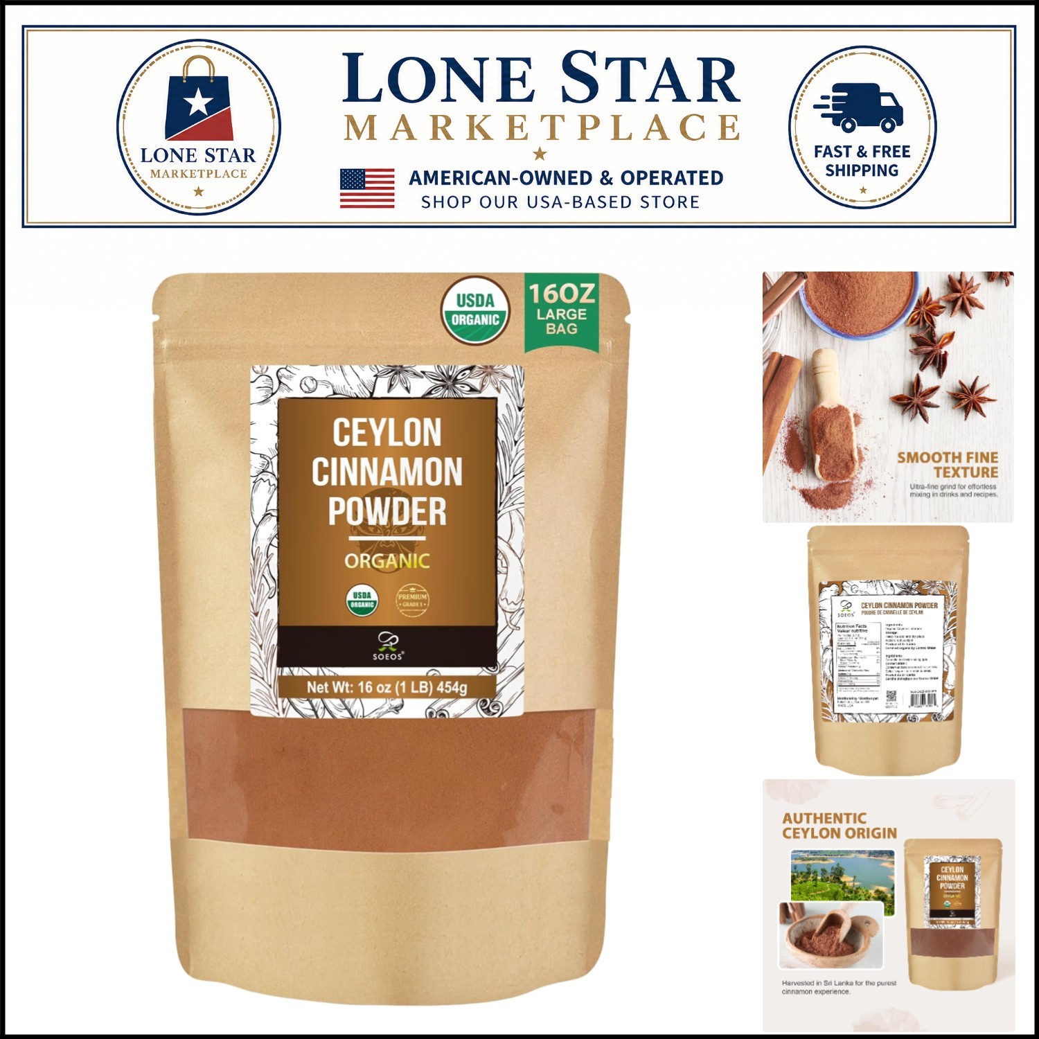 Versatile Ground Ceylon Cinnamon, Organic 16oz – Perfect for Cooking & Beverages