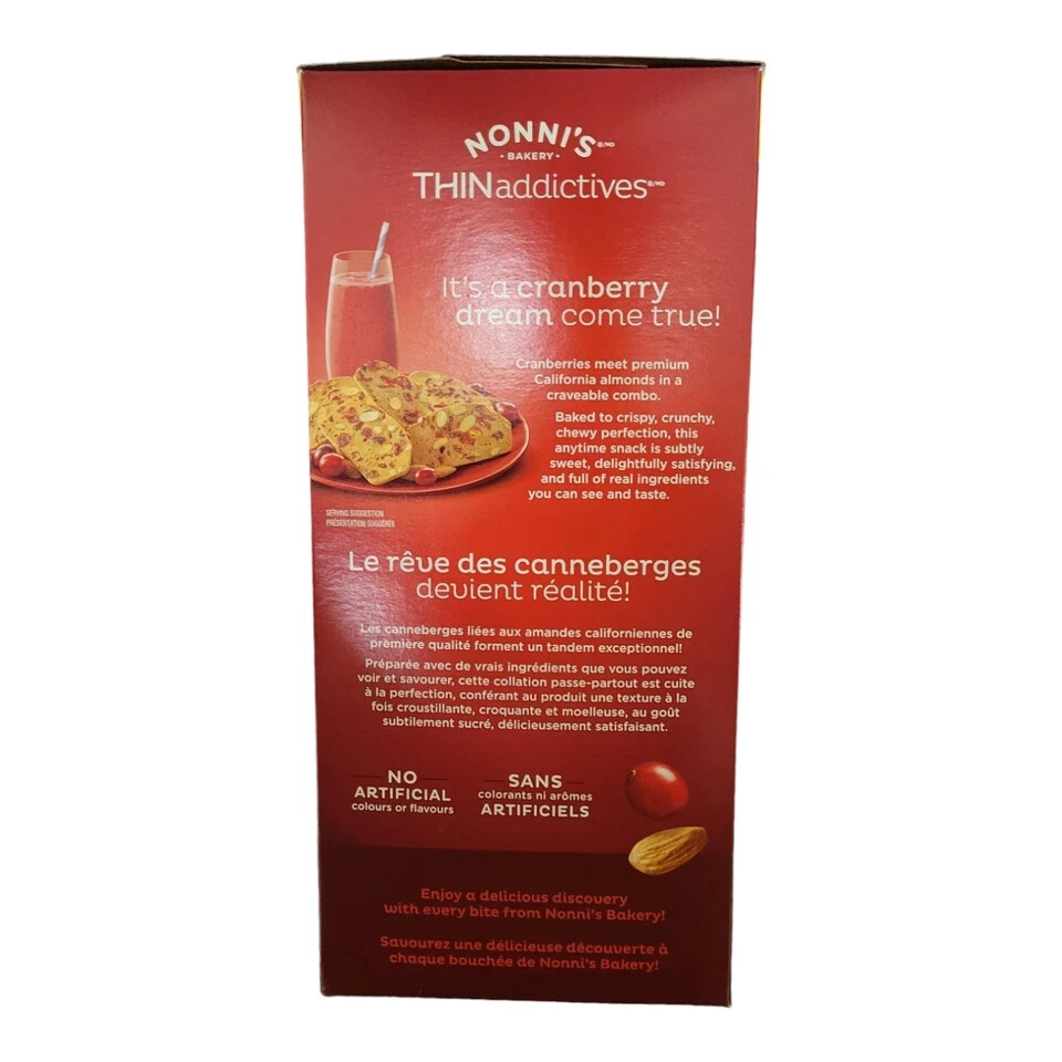 BIG BOX 30packs Nonni’s Thin Addictives, Almond Thins Cranberry NEW
