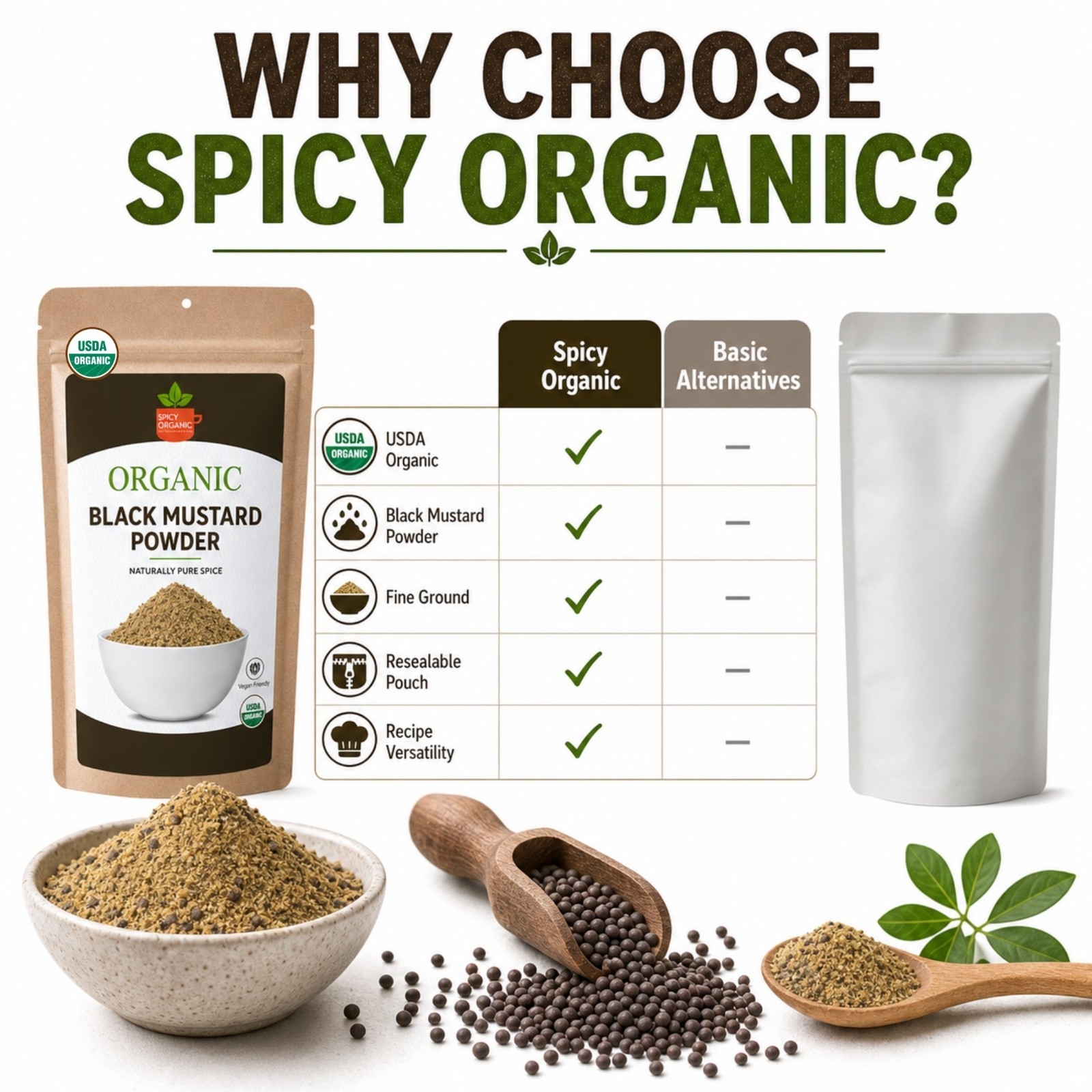 Spicy Organic Black Mustard Powder 4 oz | USDA Organic