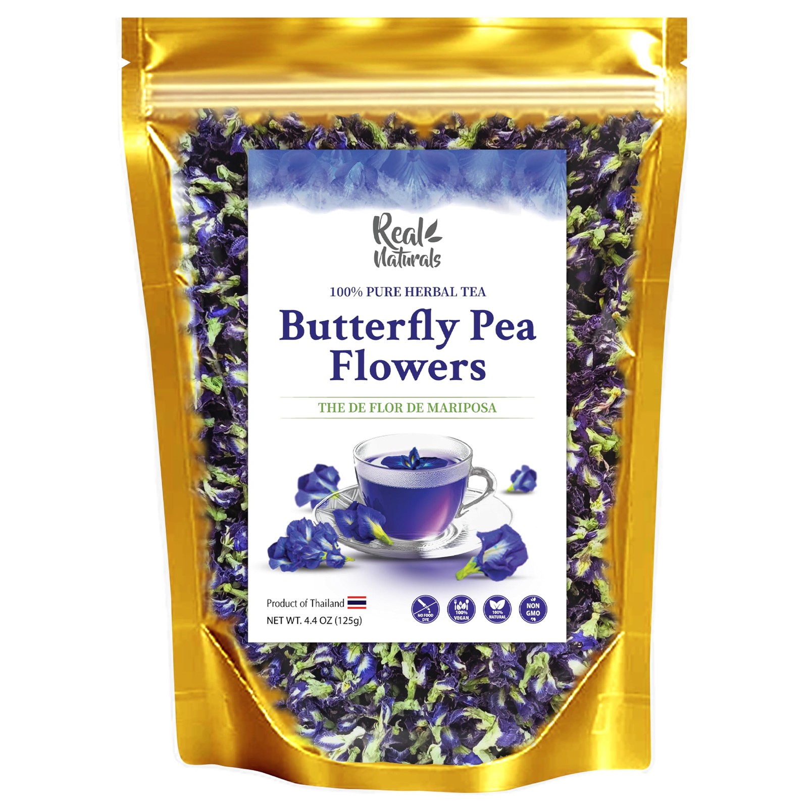 Butterfly pea flower tea loose leaf (375+ Cups) [ 4.4 Ounces Oz] Dried butter…