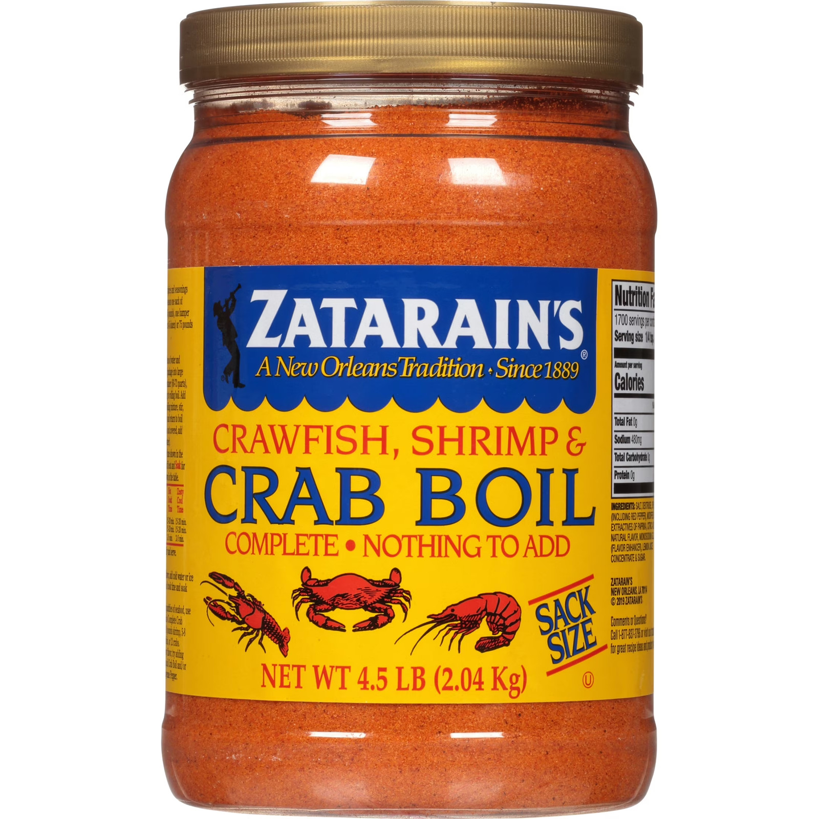 Zatarain’s Kosher Crawfish, Shrimp & Crab Boil 4.5 lb Jar 3 Pack, New Orleans-St