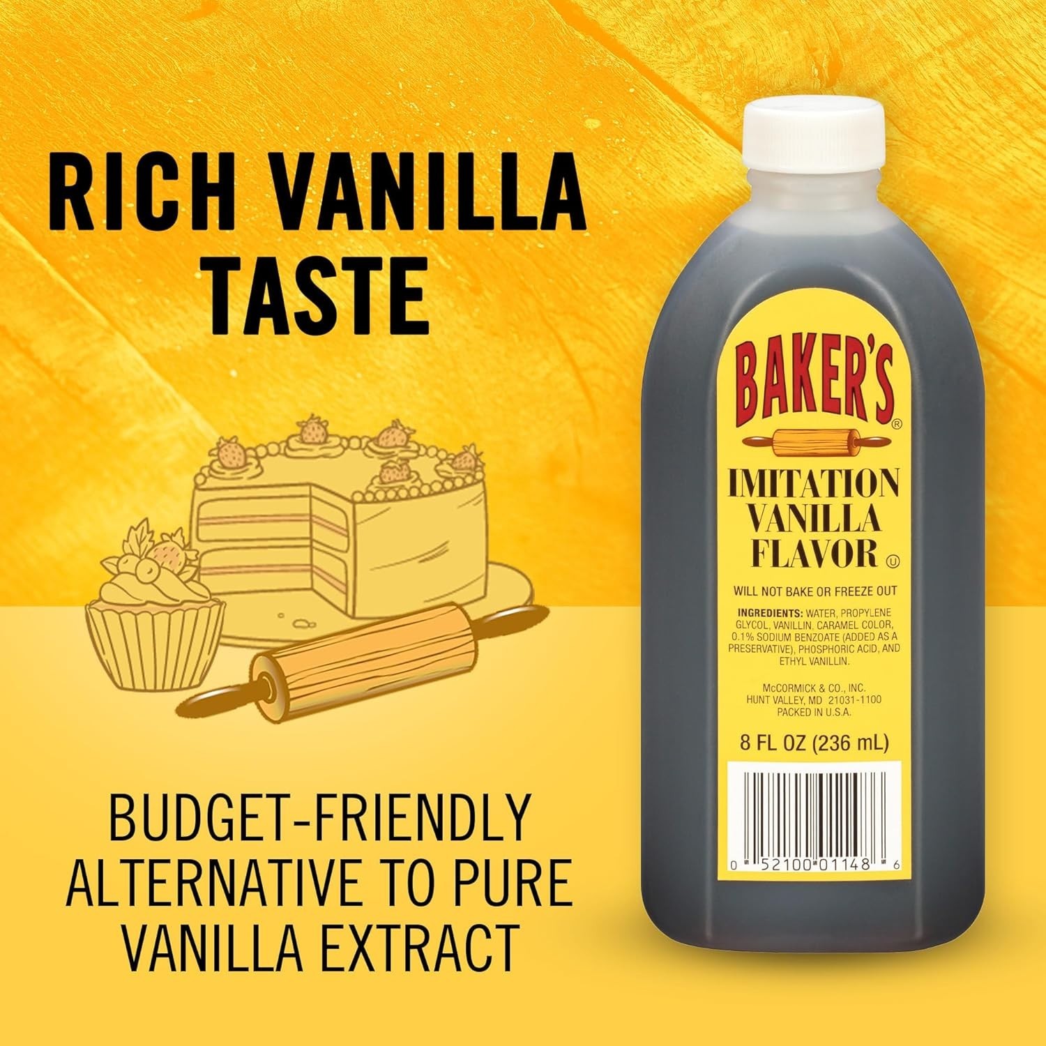 Versatile Imitation Vanilla Extract – 8 fl oz Bottles, Perfect for All Bakes
