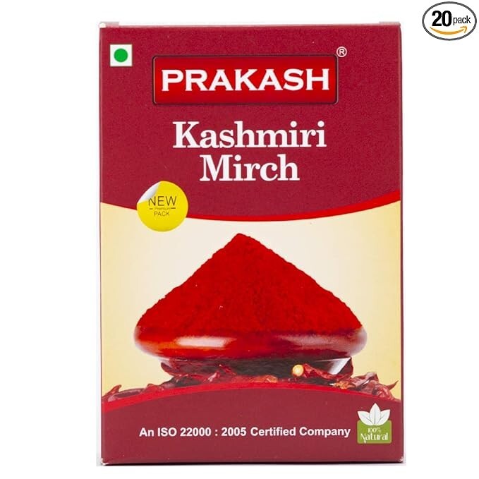 Prakash Kashmiri Mirch, 4 x 100 g,vegetarian,Hygienically processed and packed