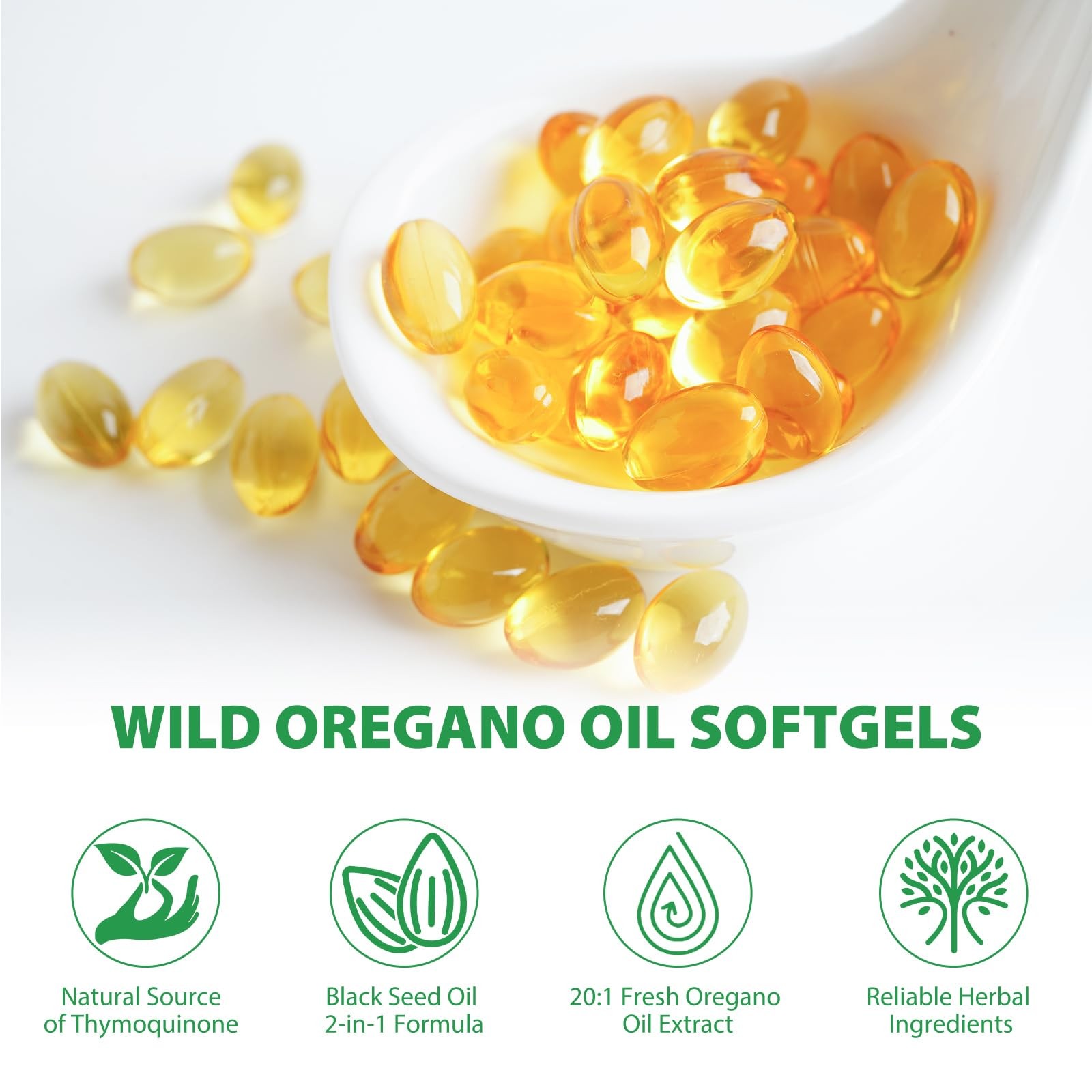 NIFEISHI Oil of Oregano with Black Seed Oil, 2 in 1 119 Count (Pack 1)