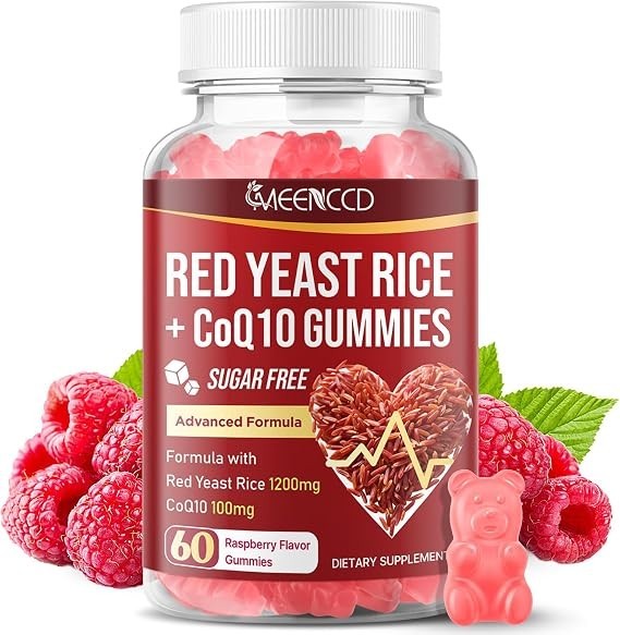 Red Yeast Rice with CoQ10 Gummies, Sugar Free, Vegan, Raspberry Flavor, 60 Count