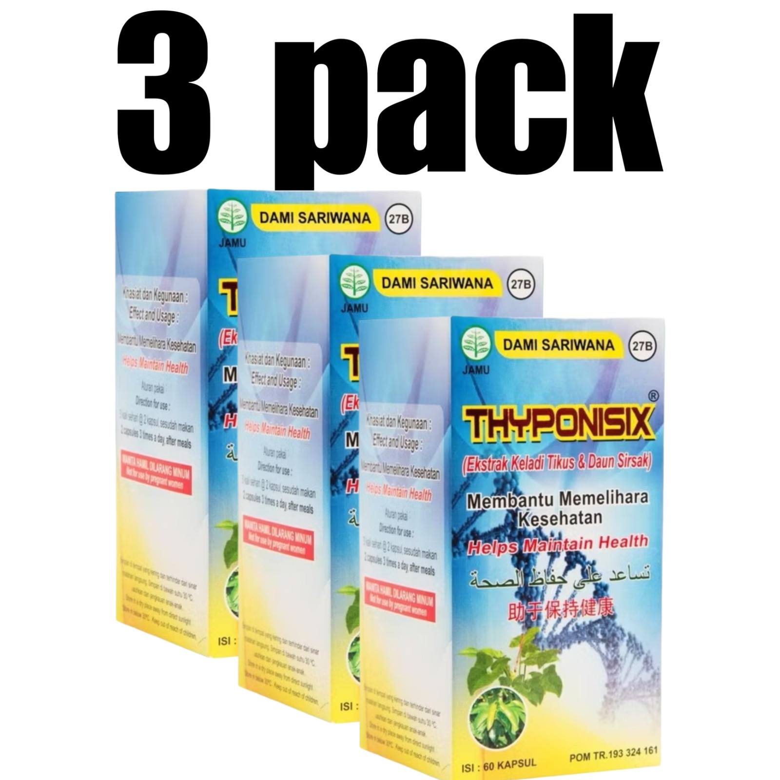 3x THYPONISIX 60 Caps Natural Organic Herbs Spices Fresh Pure Hygienic Premium
